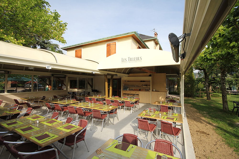 Litra Restaurant Retractable Patio Covers for Les Tilleuls